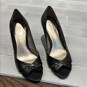 Ann Taylor Black Peep Toe Heels